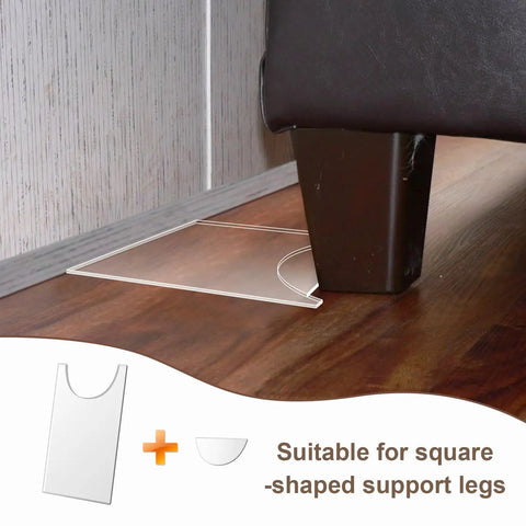 Legit Heavy Duty Clear Acrylic Couch Wall Spacers And Bed Stops For Smooth Sofa Gliding No Fuss Installation Universal Furniture Bumpers under square support leg on wood floor