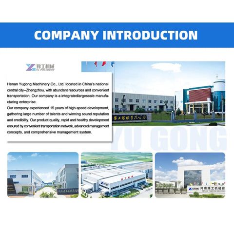 Company introduction image showcasing Henan Yugong Machinery Co., Ltd. buildings and facilities in Zhengzhou, China.
