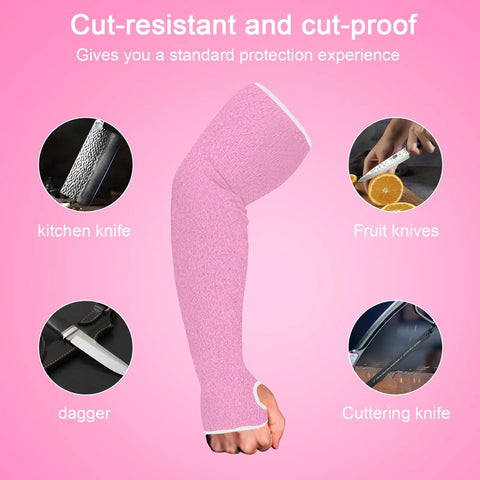 Straight Up Cut Resistant Arm Sleeves With Open Cuff Slash Proof Forearm Guard For Kitchen Prep Gardening Woodworking And Shop Chores Pink Protection For The Daily Grind
