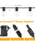 Diagram of 100 Foot Outdoor G40 LED Globe String Lights Two Pack Dimmable Waterproof Shatterproof Light Strings with 52 Bulbs.