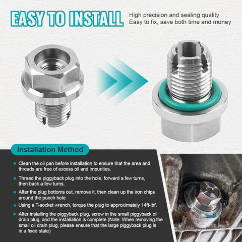 Heavy Duty 1/2 Inch 20 Thread Oil Drain Plug Piggyback Kit For Harley Curb Rust With Neodymium Magnet Catching Fine Metal Shavings Inside Engine, installed