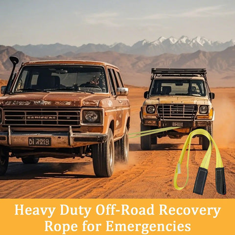 6 Ft Long By 2 In Wide Tow Strap With Reinforced Eyes, Heavy Duty Vehicle Recovery Rope, 10,000 Lbs Capacity in action