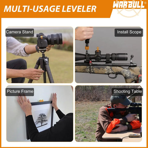 Universal Magnetic Base Scope Leveling Kit with No-Fuss Heavy-Duty Mounting System used on camera, rifle, frame, shooting table