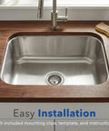 Medallion 23 Inch Classic Series Undermount Stainless Steel Single Bowl Kitchen Sink Built To Last with wood counter