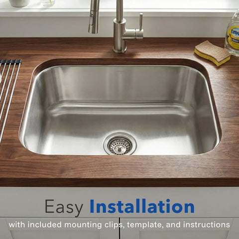 Medallion 23 Inch Classic Series Undermount Stainless Steel Single Bowl Kitchen Sink Built To Last with wood counter