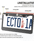 Cool Polka Dot Black And White License Plate Frame Two Pack Universal Fit Stainless Steel With Screws Included for 6x12 Plates
