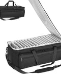 Large Travel Gig Bag For Cables And DJ Gear With Separate Compartments And Mesh Pockets; open view showing dividers