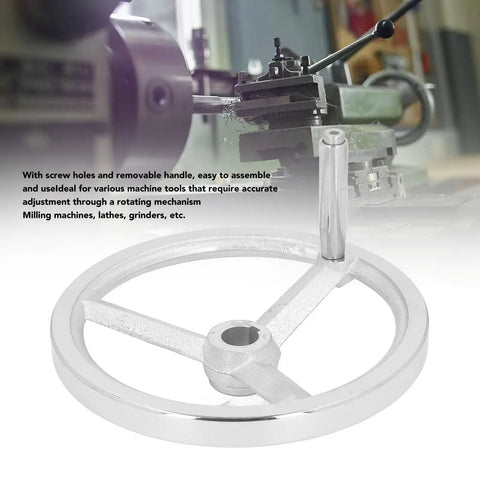 Rotary Handwheel 250mm Diameter Cast Iron Chrome Plated With 3 Spoked Revolving Handle For Lathe Milling Machine Grinder