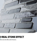 Peel and Stick Brick Kitchen Backsplash Self Adhesive Wall Tile Stone Design in Grey, close-up of 3D stone texture