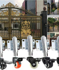 Heavy Duty 1.5 Inch Swivel Caster Gate Wheel Flat Free Polyurethane Roller With Retractable Spring Shock Absorber showcased in use with decorative gates.