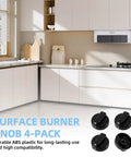 Kitchen with D Shape Heater Knob Replacement Kit Four Pack for Patio Heaters, displayed on a table next to modern white cabinets.