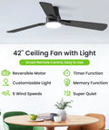 42 Inch Ceiling Fan With Bright Light And Wireless Remote Boasting Ultra Fast No Sweat Setup For Living Areas Or Bedrooms.