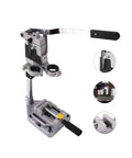 Heavy Duty Adjustable Aluminum Drill Press Base With Tough As Nails Bench Clamp Conversion Kit For Electric Hand Drills Rotary Workstation Stand, detailed view of clamp and lever.