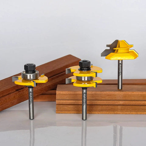 Tongue And Groove Router Bit Set With 45 Degree Lock Miter Bit One Quarter Inch Shank Shop Grade Wood Milling Cutter