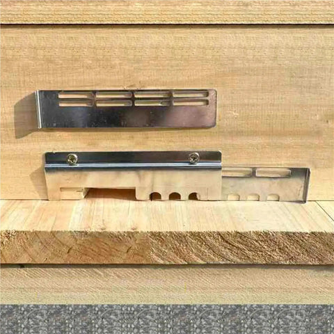Stainless Steel Beehive Entrance Reducer Kit, 20 Sets Anti Escape Hive Door installed on wooden beehive, front view