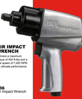 Beast Half Inch Air Impact Wrench With 450 Ft-Lbs Max Torque, Pistol Grip shown in side view on a red and white background