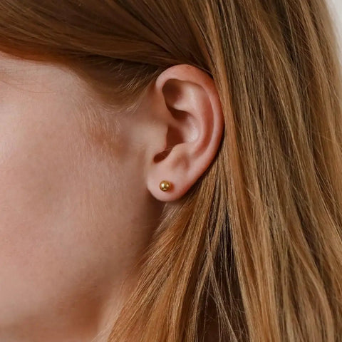 Extra Long Post Earrings Set, 5 Pairs 316L Stainless Steel Ball Studs For Women And Men, Hypoallergenic And Nickel Free, 2-6mm, Lead Free, Waterproof All Day Comfort For Sensitive Ears, Steel Color on ear