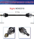 Heavy Duty Front CV Axle Shaft Assembly For 2007 To 2011 Dodge Caliber And 2007 To 2017 Jeep Compass Patriot Fwd with 37.72 inches length.