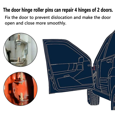 Door Hinge Roller Pin And Bushing Repair Kit For Chevy GMC 1999-2007 Trucks close-up on hinge components in use