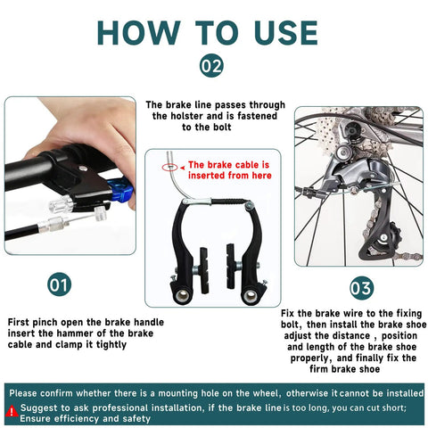 How to use All Purpose Universal Bike Brake Cable Set Front And Rear For Mountain MTB And Road Bikes With Free End Caps Black Ride Ready High Strength Stainless Cables And PVC Housing For Smooth Braking And Easy Install
