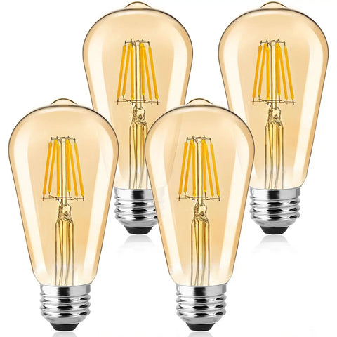 LED Edison Bulbs 4 Pack Dimmable E26 6W LED Bulbs 60W Equivalent 2700K Amber Warm White 470 Lumens Retro Vibe 120V