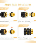 Aluminum Garden Hose Quick Connect Fittings 4 Piece Set Three Quarter Inch No Leak Quick Connectors installation steps.