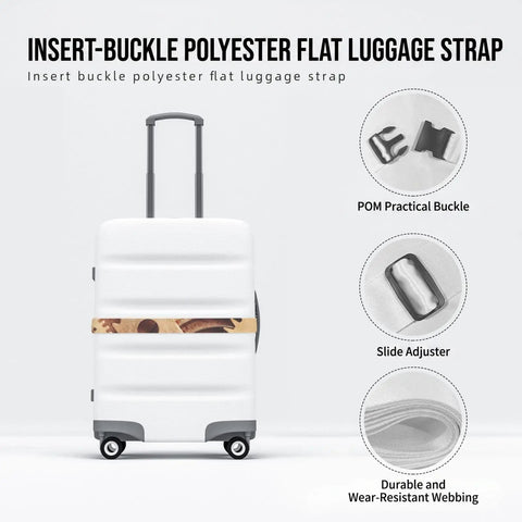 Cool Industrial Clock Gears Steampunk Print Luggage Strap With Adjustable Buckle For 20 To 32 Inch Suitcases on white suitcase.