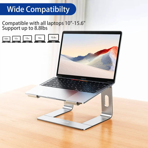 Aluminum Laptop Stand With 6 Inch Elevation, Ergonomic Detachable Notebook Riser, For 10 To 15.6 Inch Laptops Like Air Pro Dell HP Lenovo And More, Slim Silver