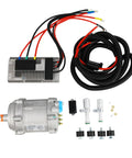 Heavy Duty 12 Volt Electric AC Compressor For R134a Systems Plug And Play Drop In Swap No Headache Replacement with wiring harness.