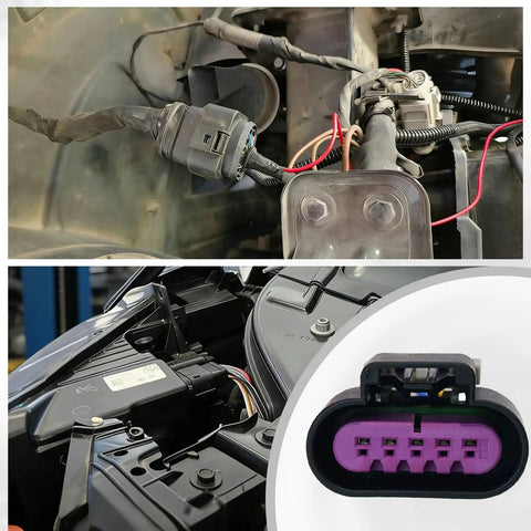 Five Way MAF Sensor Connector Pigtail For Chevy Silverado Sierra Hybrid Tahoe Suburban Yukon Express Savana HHR Cobalt Colorado Canyon 2004 2012 6.0L V8 LQ4 LFA Compatible OE Style Replacement installed view