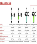 Row of Zebco fishing rods including Roam Spincast Reel and Telescopic Fishing Rod Combo Extendable Eighteen Point Five Inch to Six Foot Pole