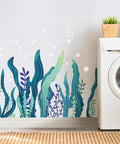 Dope 3D Sea Turtle Wall Decals With Ocean Grass And Seaweed Stickers Peel And Stick Removable Vinyl Underwater Wall Decor with bubbles