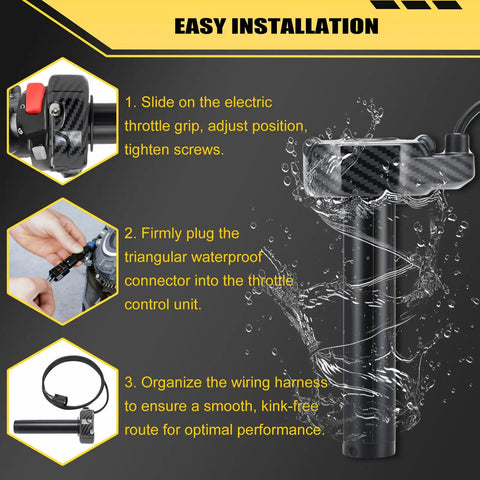 Full Twist Throttle Handle Kit For Sur-Ron S and X Light Bee Segway X160 X260 E-Ride Pro S Upgraded Plug and Play Electric Dirt Bike Throttle With Imitation Carbon Fiber Look And Smooth Rolling Bearings
