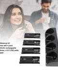 Four In One Remote Controller Charging Station With Four 2800mAh Rechargeable Batteries USB Cable For Gaming Remotes Controllers Not Included Black with charging dock and batteries displayed