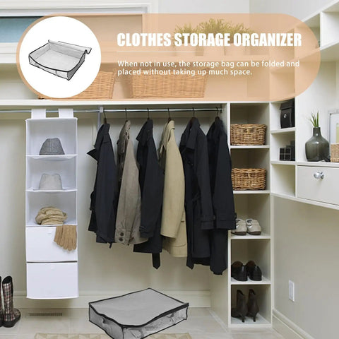 3 Pack Underbed Storage Bags Fabric Foldable Clothes Organizer Maximize Drawer Space For Bedroom Closet Container Non Woven Material on closet floor