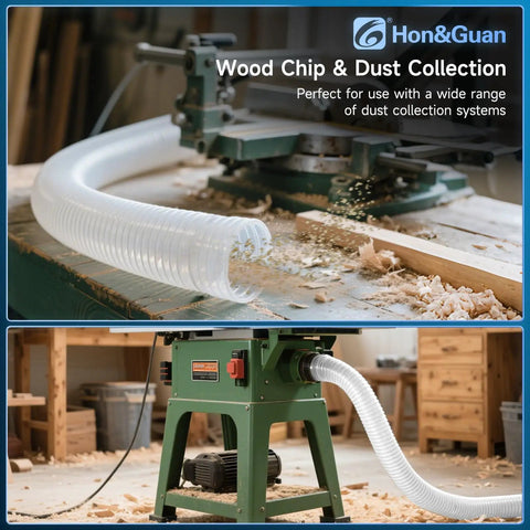 2.5 Inch Clear PVC Dust Collection Hose 20 Foot Long Flexible Tube With Carbon Steel Wire Reinforcement For Woodworking