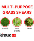 Multi-purpose grass shears for grass, thin stems, and leaves by Kimura.