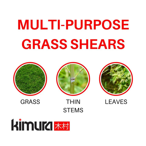 Multi-purpose grass shears for grass, thin stems, and leaves by Kimura.