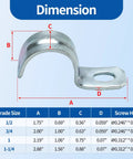 Heavy Duty One Hole 1/2 Emt Straps 100 Pack Zinc Plated Steel Conduit Clamps dimensions diagram with measurements labeled