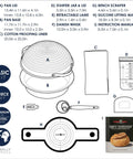 Complete Bread Baking Kit With 12 Inch All Metal Pan And Domed Lid For Fast Steam Bake No Preheat Needed Banneton Tools diagram