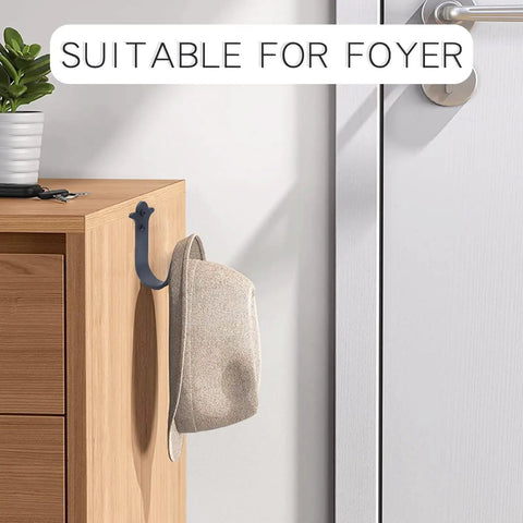 Heavy Duty Rustic Metal Wall Hooks 3 Pack Black Finish 4 Inch Size Mountable Coat Hangers For Towels Keys Coats Scarves Bags