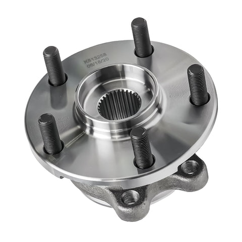 Front Wheel Bearing Hubs Assembly Kit Pair For 2006 To 2018 Toyota RAV4, 2011 To 2016 Scion tC Manual, And 2016 To 2019 Toyota Mirai Replacement Front 5 Bolt ABS Hubs Set Ready To Install DIY Friendly shown from top angle
