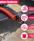 Tough As Nails Trailer Breakaway Cable With Universal RV Camper Brake Tether Line showing coiled design and connection to trailer.