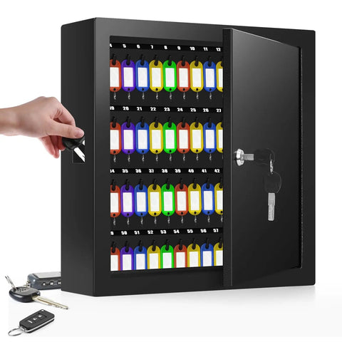 100 Key Lock Box With Anti Theft Safe Cabinet Beefy Steel Build Key Tags Wall Mount Key Organizer For Car Garage Home Office Rental Business Use Easy Secure Key Management
