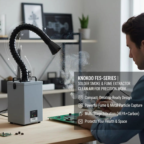 H13 HEPA Filter Fume Extractor For 3D Printers And Laser Engravers, Low Noise Smoke Purifier on a workshop desk