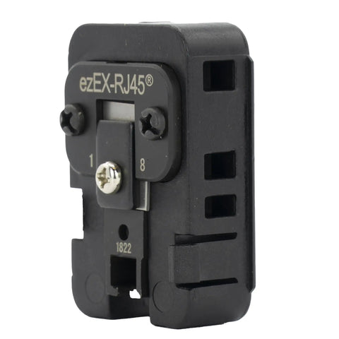 Pro Grade EXO Crimp Frame With EXO-EX Die Set For ezEX-RJ45 Connectors Pass Through Design For Easy Wiring Verification One Piece Build Works With Solid Or Stranded Conductors 10 Gigabit Ready FCC RoHS2 UL Compliant