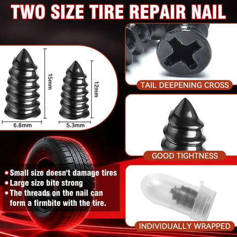 All Tire Types Repair Glue Kit With Tough As Nails Waterproof Flexible Rubber Cement For Cars Motorcycles Bikes And More Seamless Bonding 20ml Two Nail Sizes Pro with tire repair nails