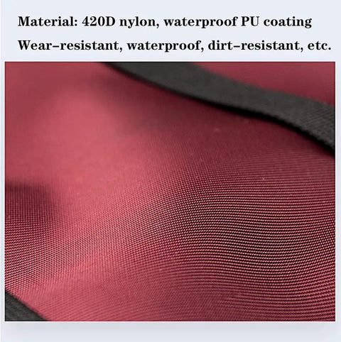 Close-up of 420D nylon material on Climbing Quickdraw Hanging Storage Bag With Carabiner Hook Organizer, showing waterproof PU coating.