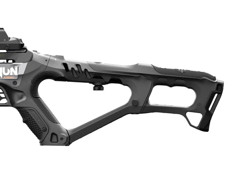 D Tac Quick Release Butt Extension For Crossbows Cuts Cocking Effort By Up To 25 Percent, black extension, side view