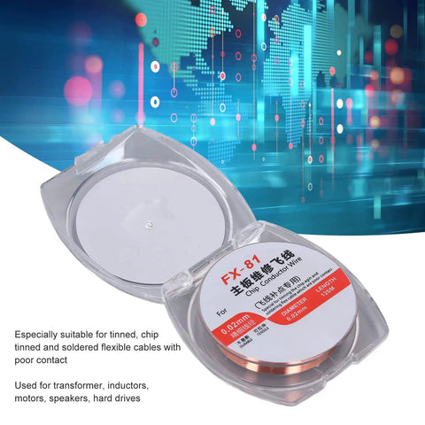 Pro Grade Dope Ultra Fine 0.1mm Enameled Copper Wire 30 AWG Silver For PCB Repair in transparent case